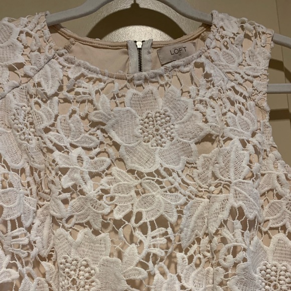 LOFT cream/nude lace overlay dress - Picture 3 of 13